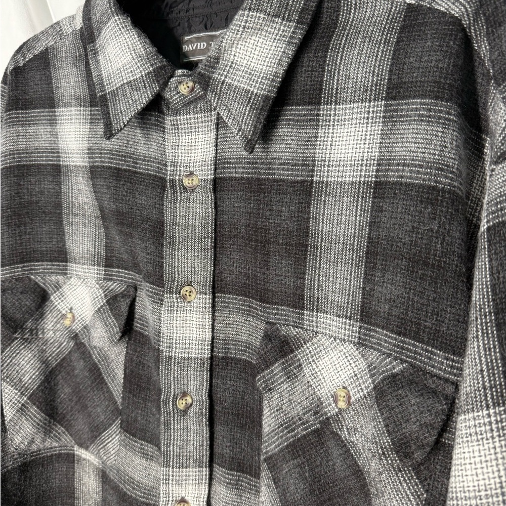 David Taylor Black and White Plaid Flannel Men's Shirt